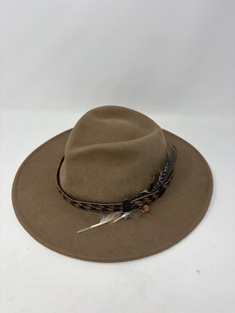 Stetson Sagebrush crushable wool felt hat tan feather